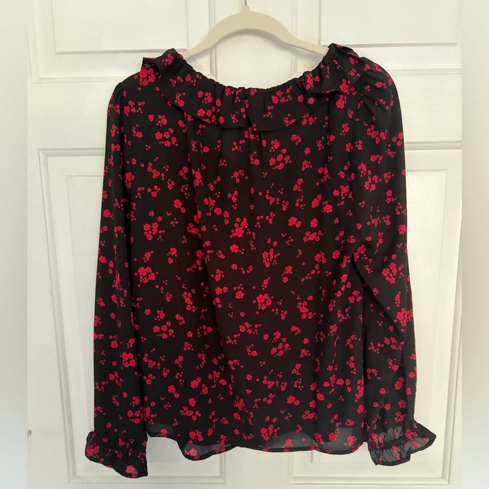 Floral Black and Red Women's Top- J.
Crew